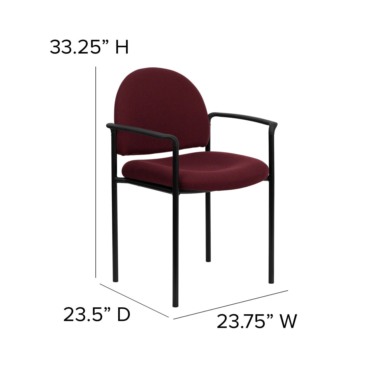 Flash Furniture Comfortable Stackable Steel Side Chair With Arms, Burgundy/Black - Image 7