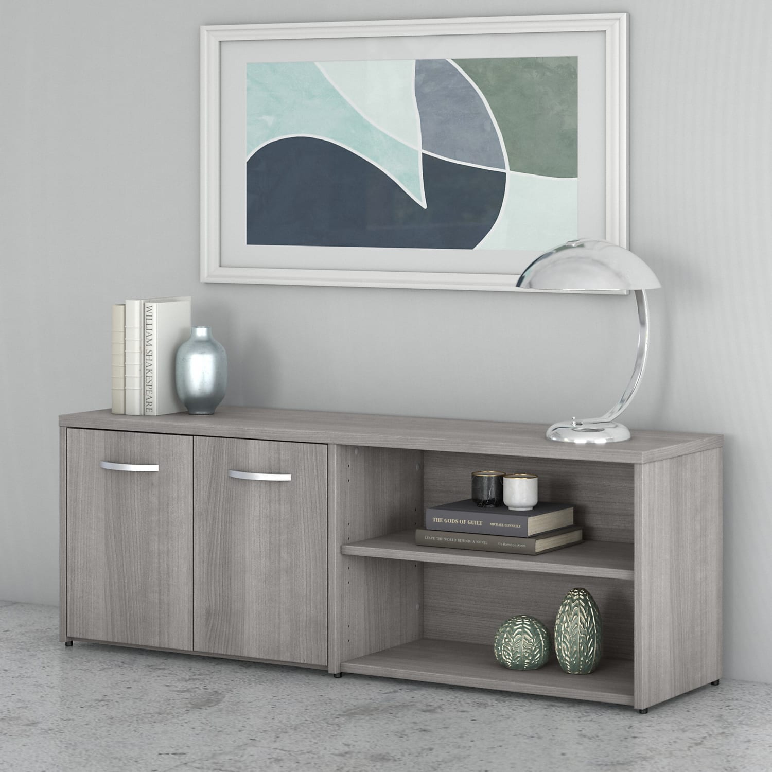 Bush Business Furniture Studio C 60inW Low Storage Cabinet With Doors And Shelves, Platinum Gray, Standard Delivery - Image 3