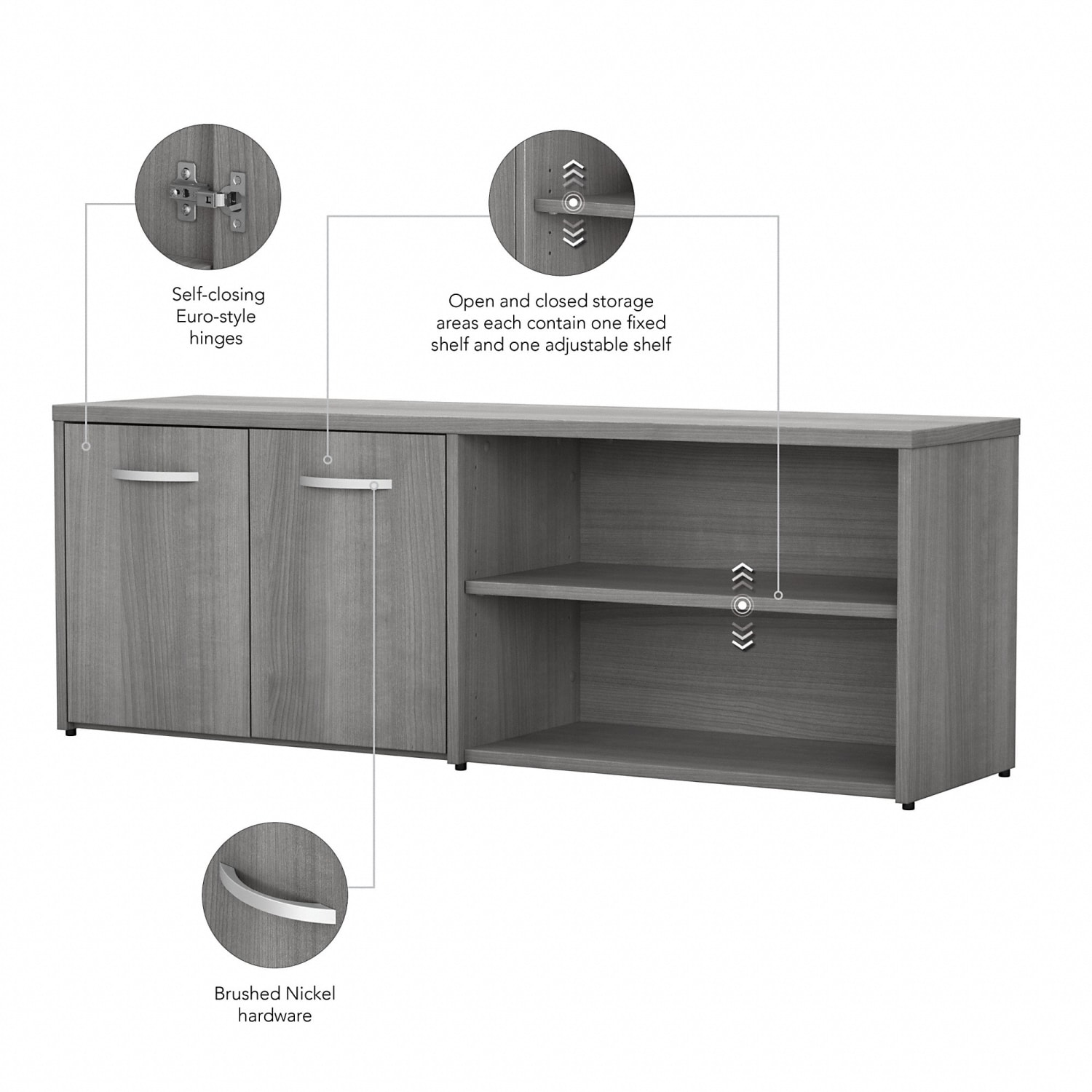 Bush Business Furniture Studio C 60inW Low Storage Cabinet With Doors And Shelves, Platinum Gray, Standard Delivery - Image 4