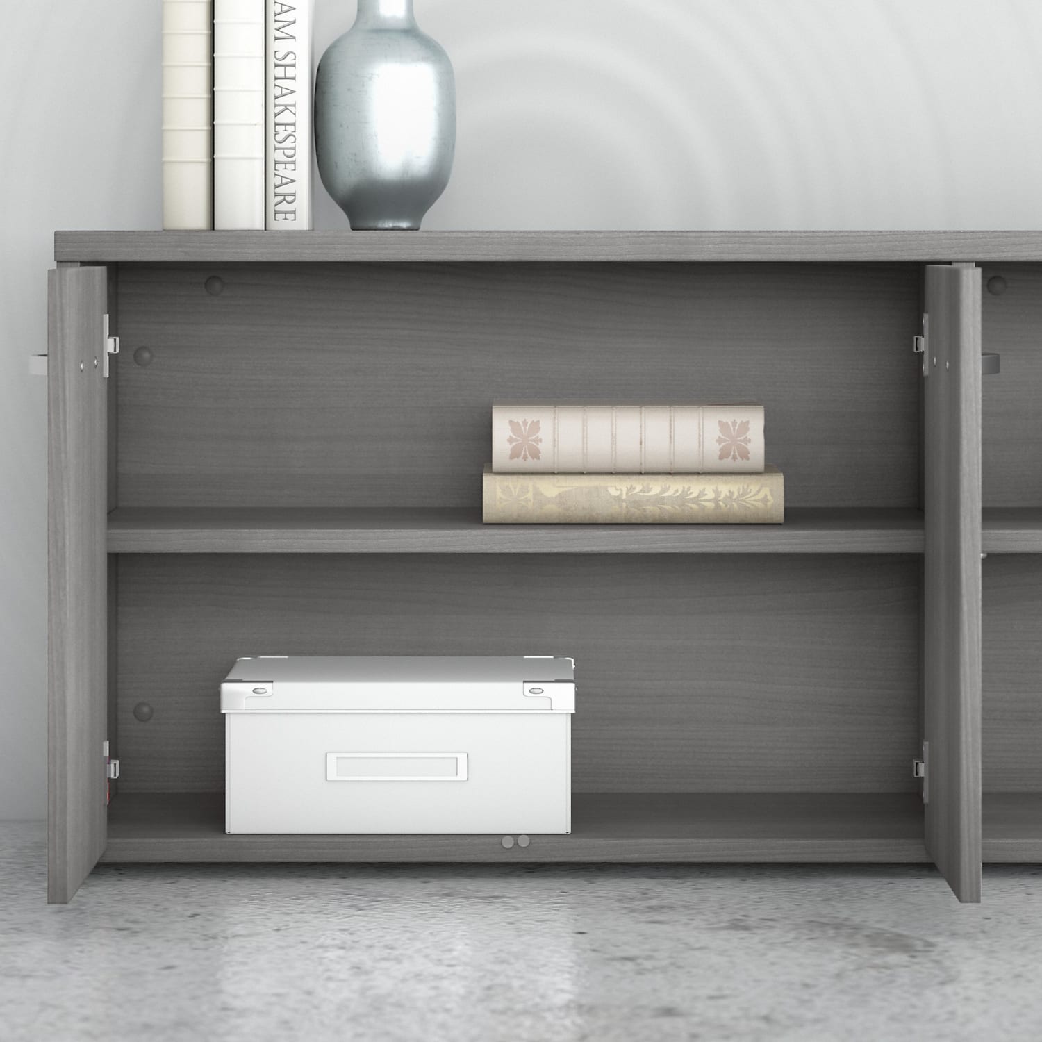 Bush Business Furniture Studio C 60inW Low Storage Cabinet With Doors And Shelves, Platinum Gray, Standard Delivery - Image 6