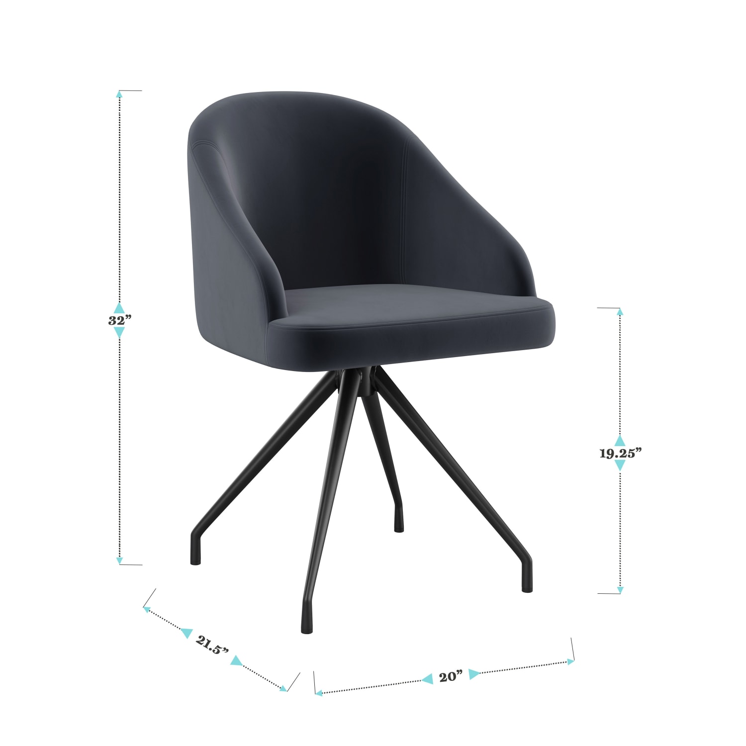 Martha Stewart Sora Upholstered Mid-Back Stationary Office Task Chair, Velvet, Gray/Oil-Rubbed Bronze - Image 6