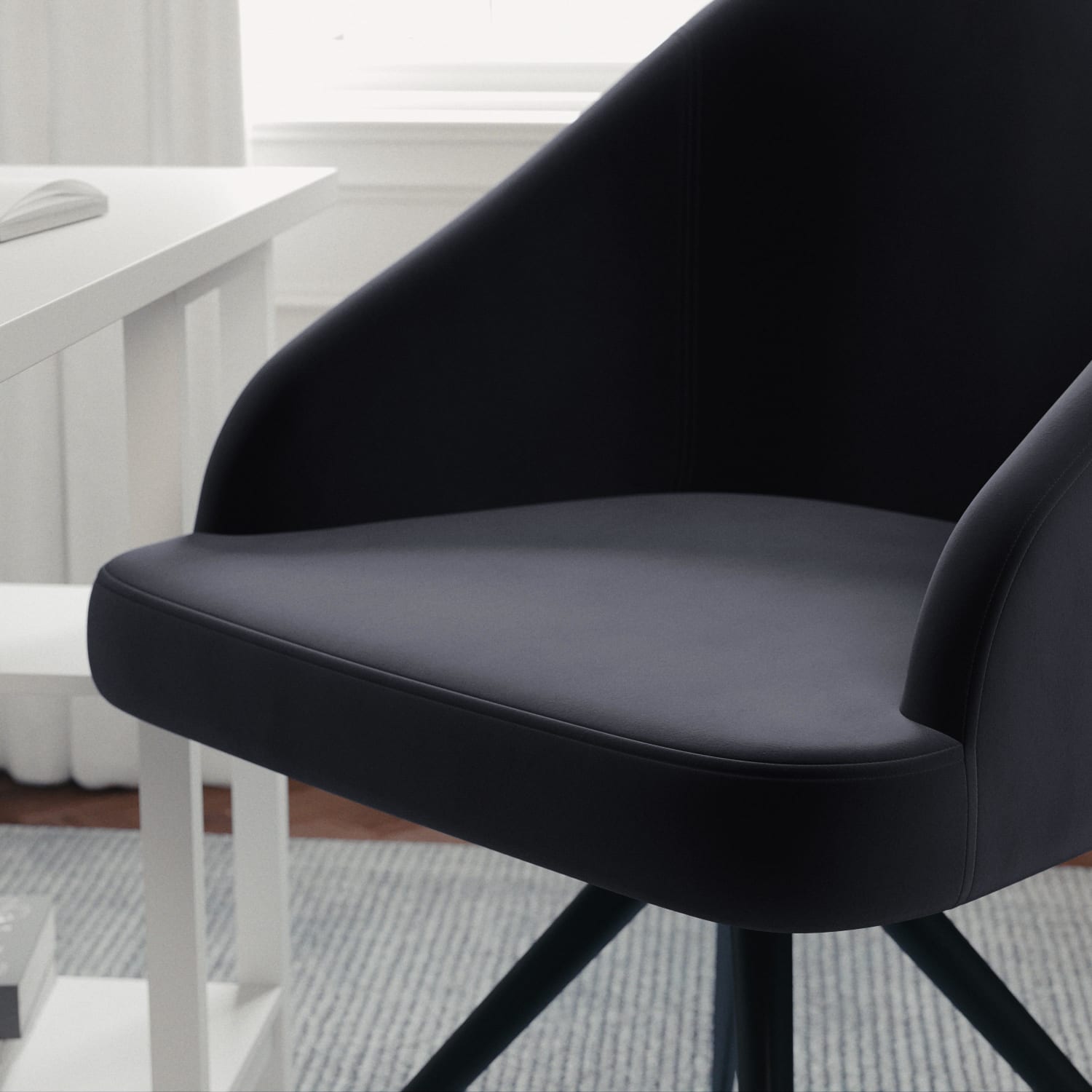 Martha Stewart Sora Upholstered Mid-Back Stationary Office Task Chair, Velvet, Gray/Oil-Rubbed Bronze - Image 9