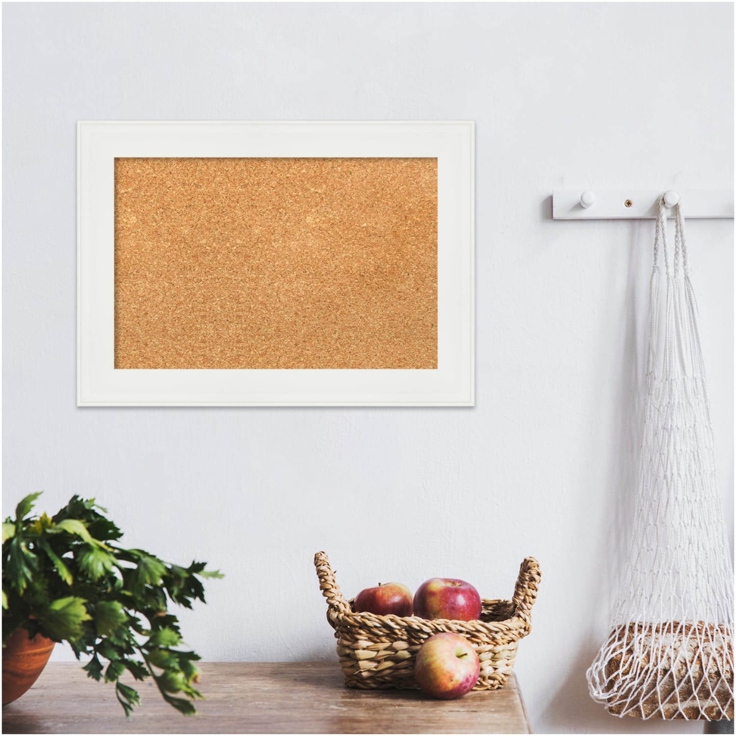 Amanti Art Cork Bulletin Board, 21in x 15in, Natural, Vanity White Polystyrene Frame - Image 3