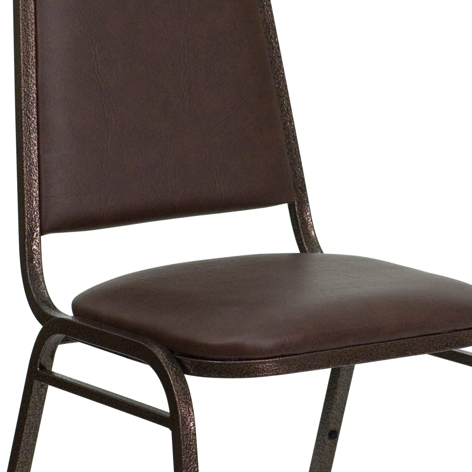 Flash Furniture HERCULES Series Trapezoidal Back Vinyl Stacking Banquet Chair with 15in Thick Seat Brown VinylCopper Vein Frame PopularChairscom Flash Furniture HERCULES Series Trapezoidal Back Vinyl Stacking Banquet Chair with 15in Thick Seat Brown VinylCopper Vein Frame PopularChairscom