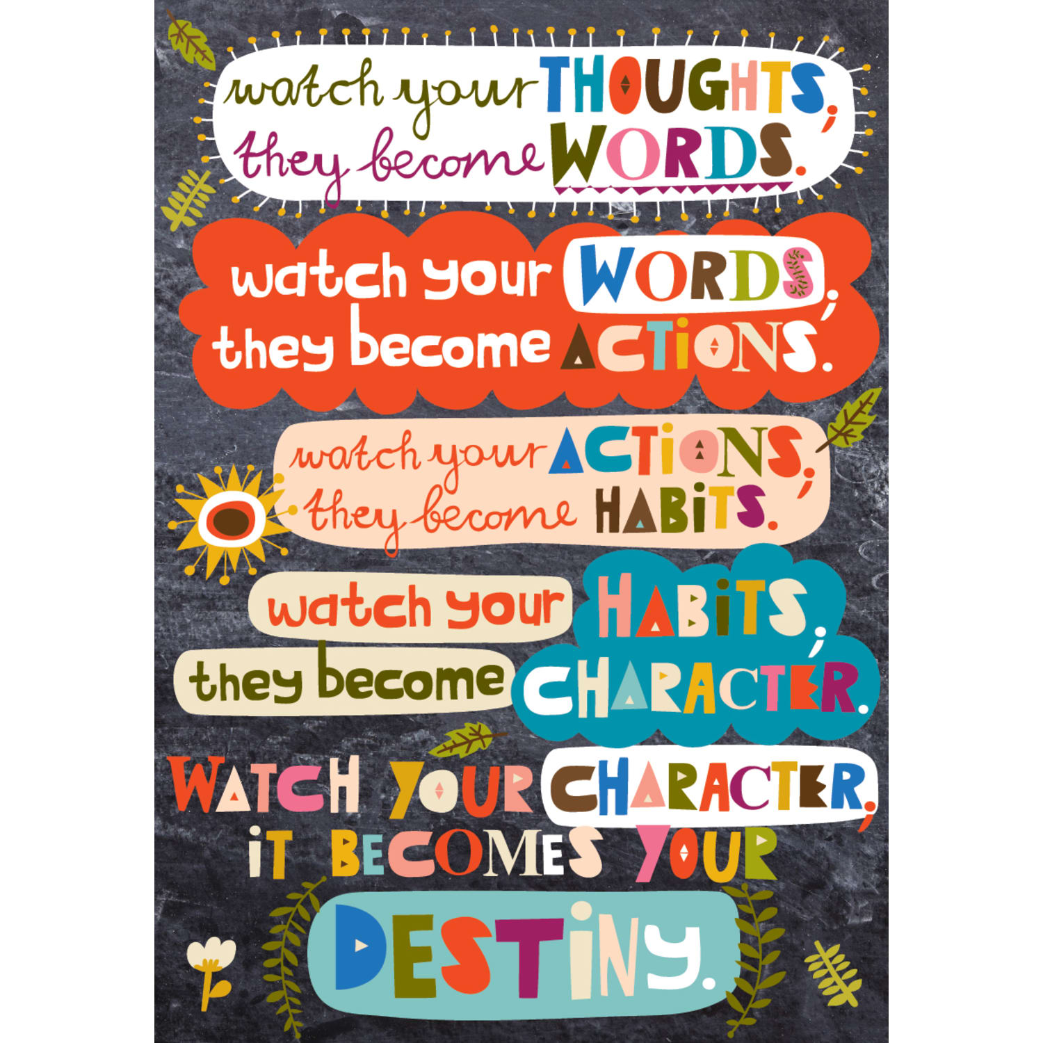 Scholastic POP! Chart, Watch Your Thoughts, 25 3/8in x 19in, Multicolor