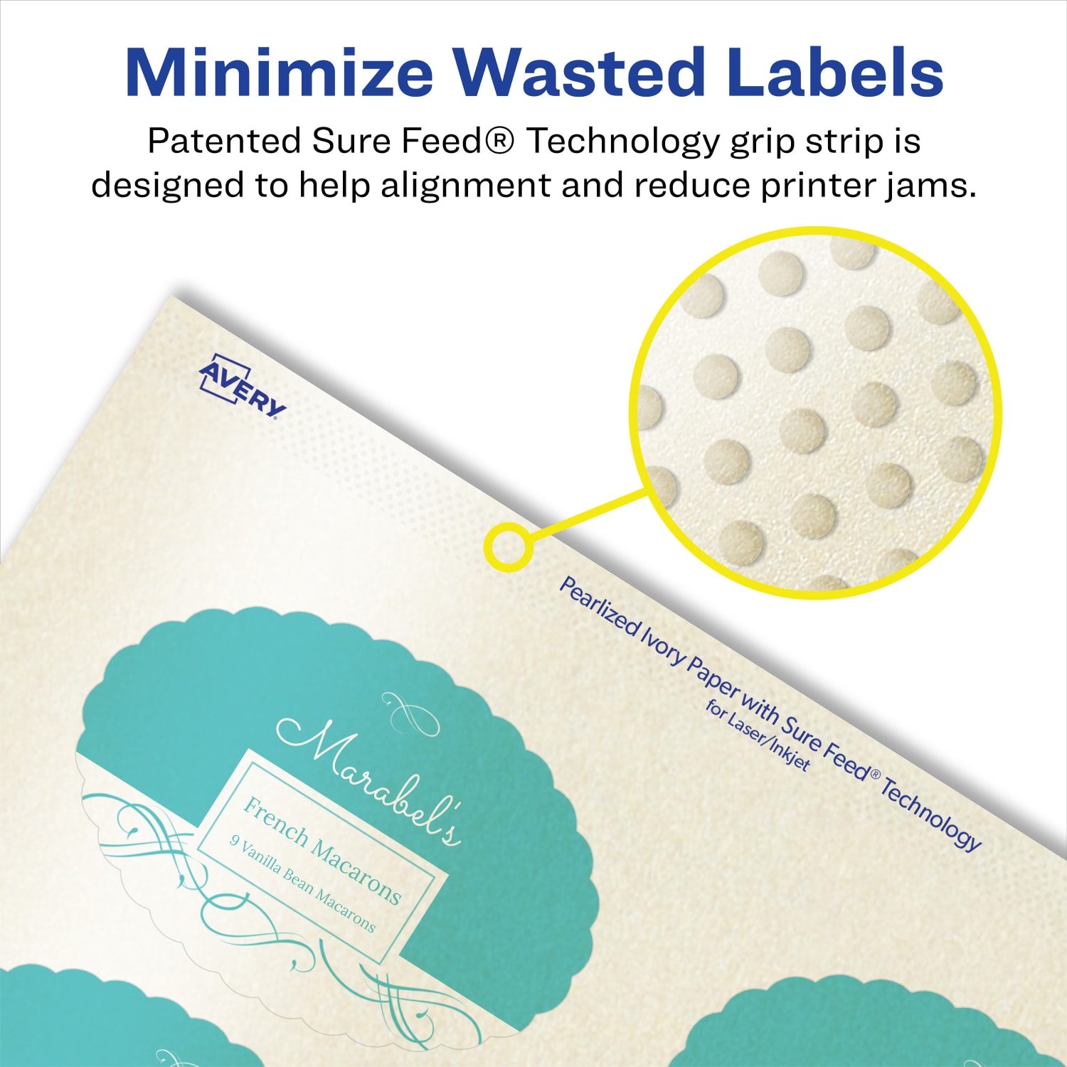 Avery Pearlized Permanent Labels With Sure Feed, 94060-PIP100, Oval Scalloped, 2in x 3in, Ivory, Pack Of 800 Labels - Image 5