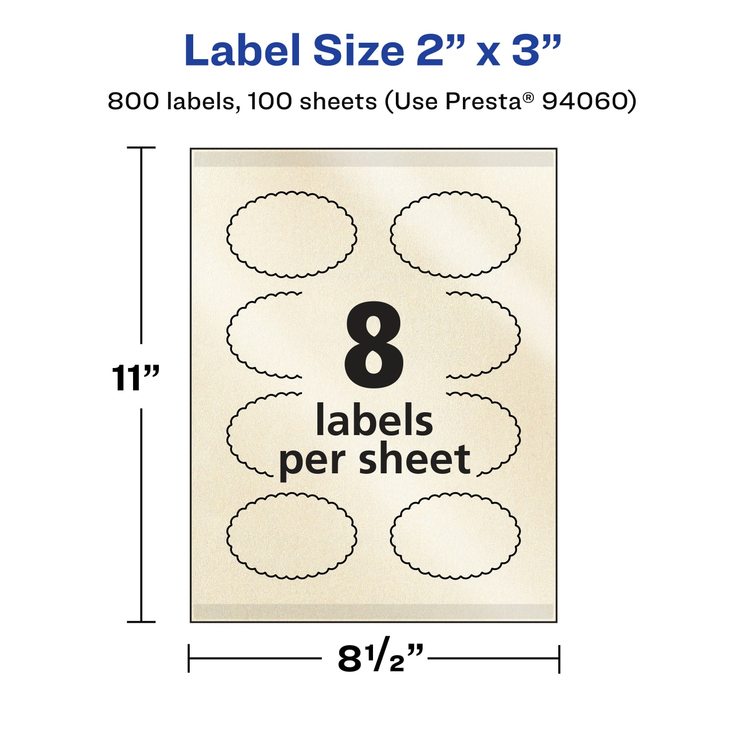 Avery Pearlized Permanent Labels With Sure Feed, 94060-PIP100, Oval Scalloped, 2in x 3in, Ivory, Pack Of 800 Labels - Image 6
