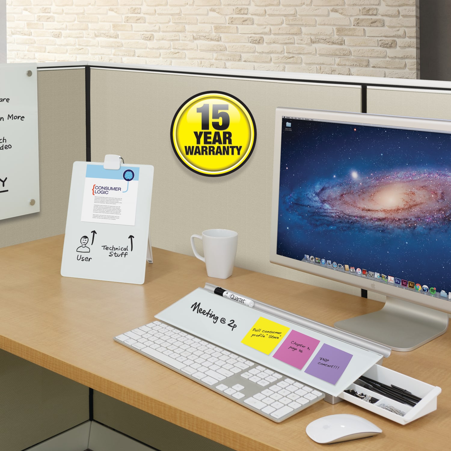Quartet Dry-Erase Desktop Computer Pad, 18in x 6in, White - Image 5