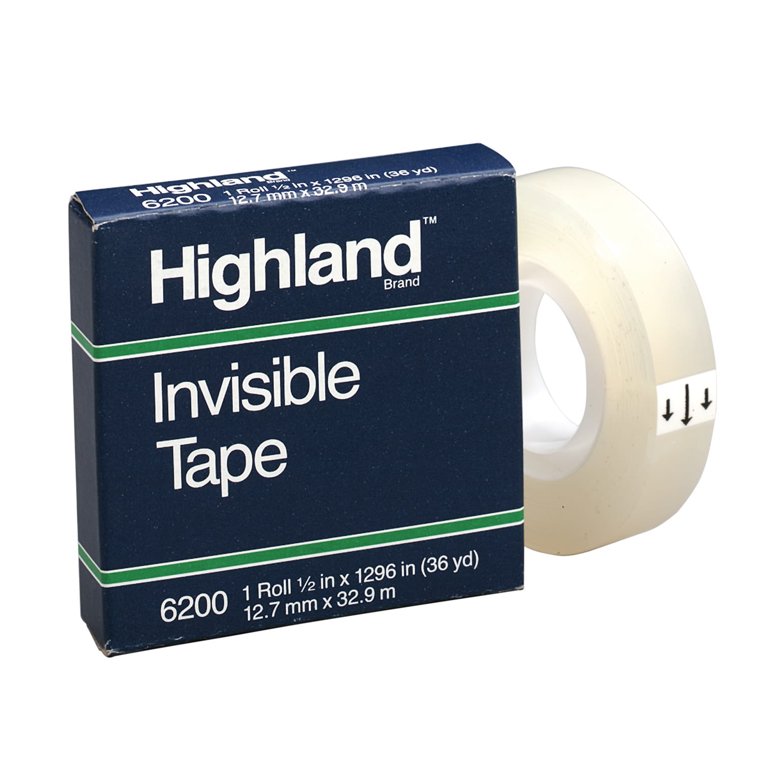 3M Highland 6200 Invisible Tape, 1/2in x 1,296in, Clear, Pack Of 12