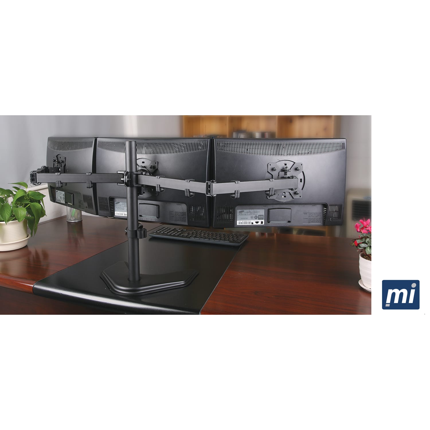 Mount-It! Triple Monitor Desk Stand, Black, MI-2789 - Image 6