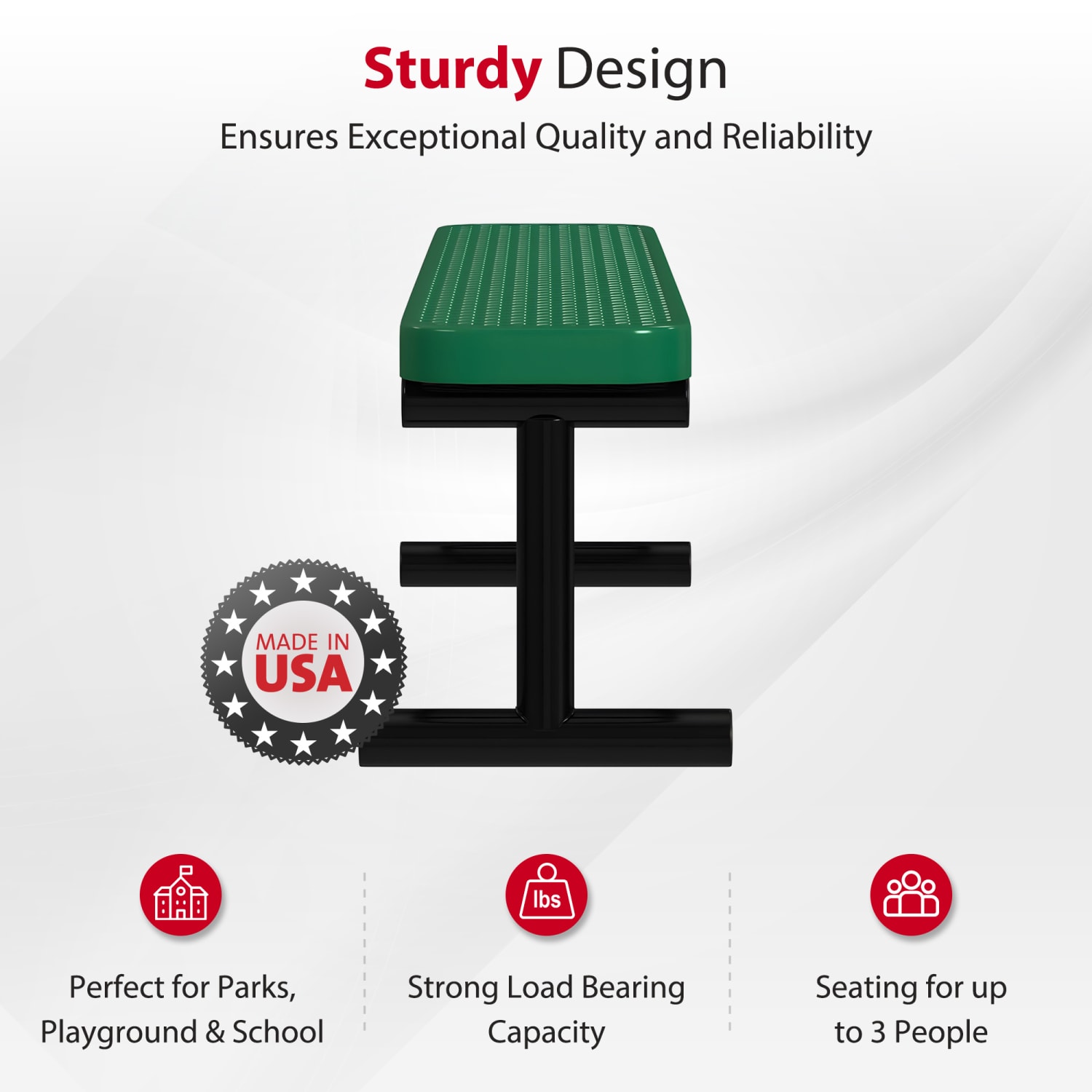 Leisure Craft Outdoor Bench, 18-3/8inH x 72inW x 15inD, Black/Green - Image 3