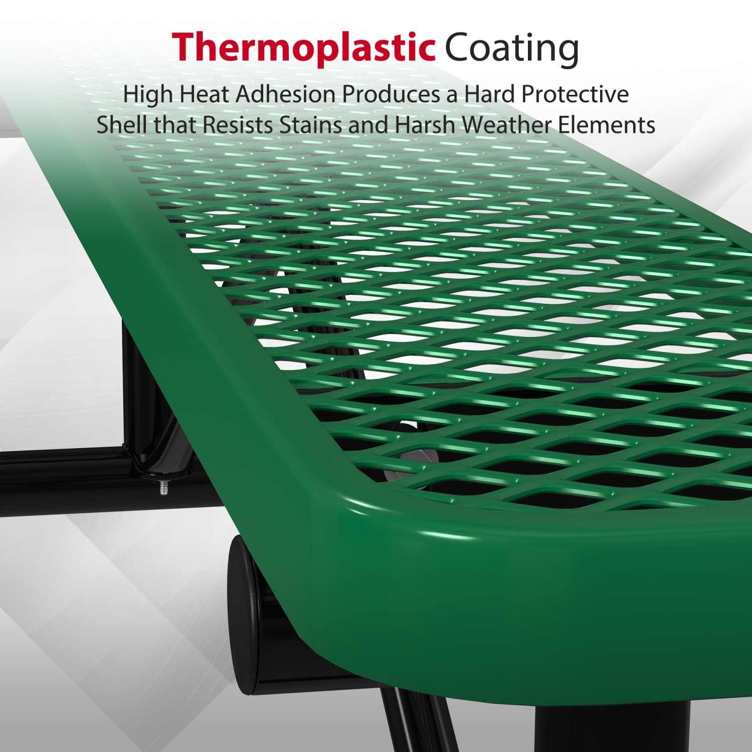 Leisure Craft Outdoor Bench, 18-3/8inH x 72inW x 15inD, Black/Green - Image 5
