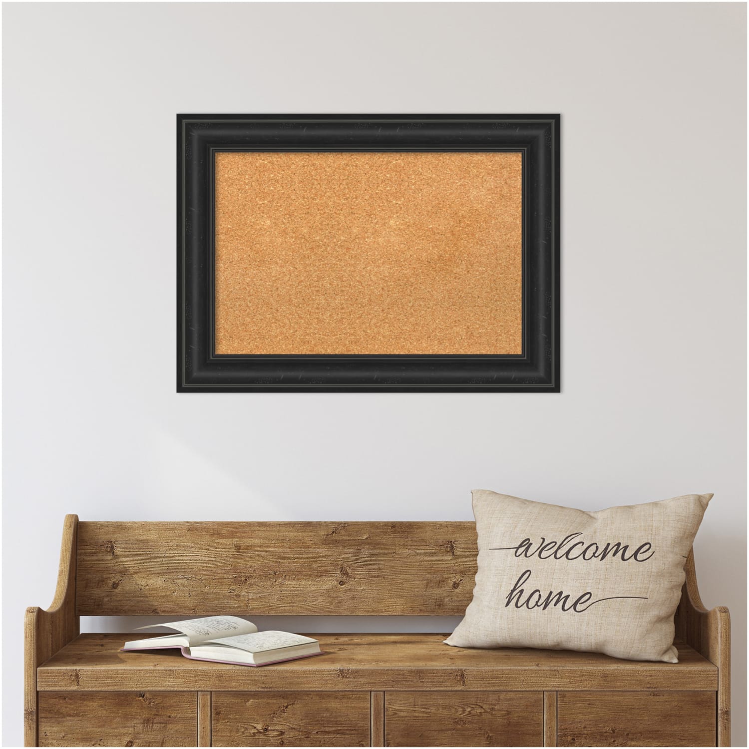 Amanti Art Cork Bulletin Board, 29in x 21in, Natural, Shipwreck Black Polystyrene Frame - Image 3