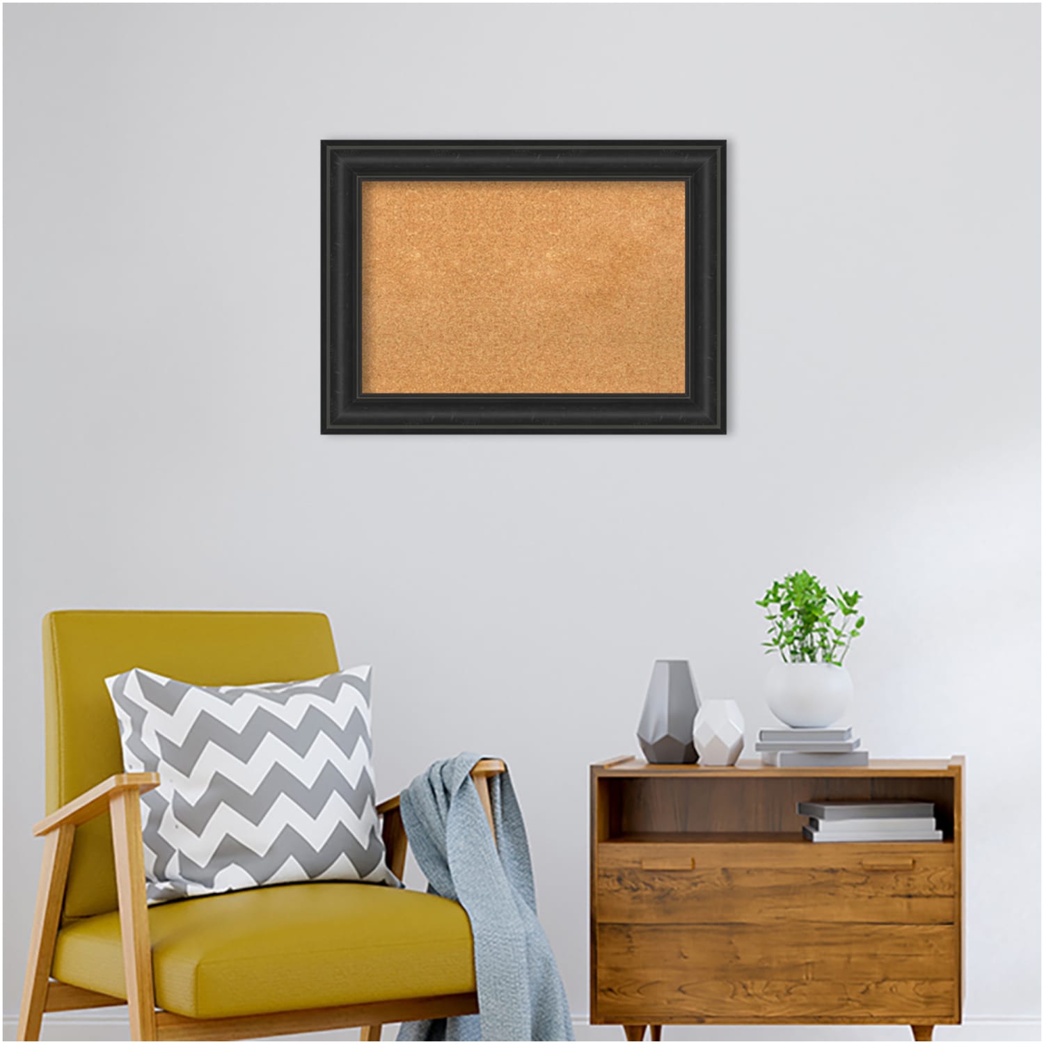 Amanti Art Cork Bulletin Board, 29in x 21in, Natural, Shipwreck Black Polystyrene Frame - Image 6