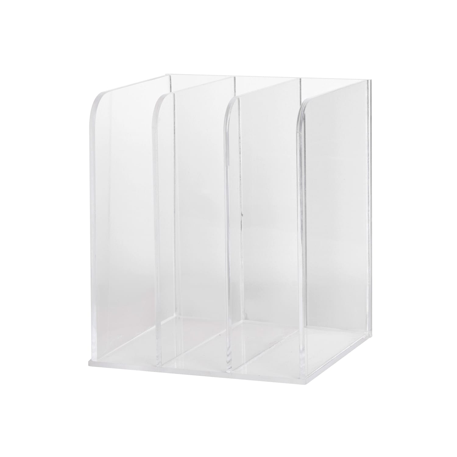 Martha Stewart Brody Acrylic 3-Section File Holder Office Desktop Organizer, 7-1/4inH x 8-1/2inW x 6-1/2inD, Clear