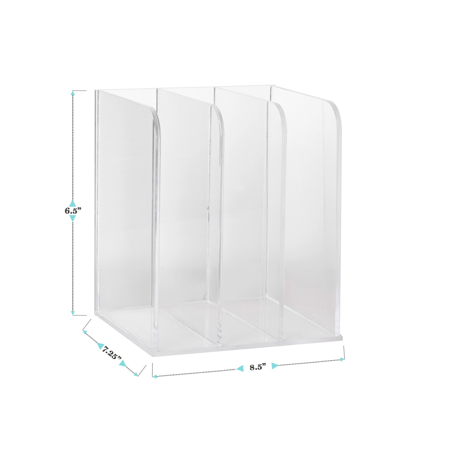 Martha Stewart Brody Acrylic 3-Section File Holder Office Desktop Organizer, 7-1/4inH x 8-1/2inW x 6-1/2inD, Clear - Image 5