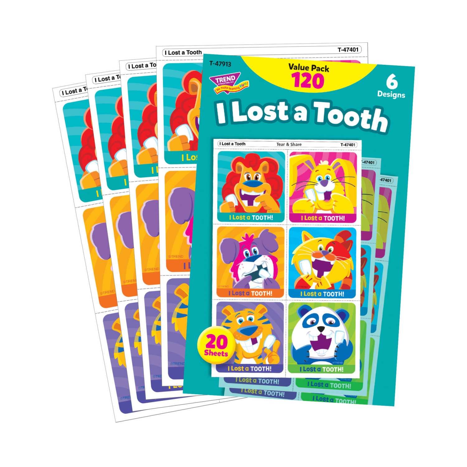 Trend Tear & Share Stickers, I Lost A Tooth, 120 Stickers Per Pack, Set Of 2 Packs - Image 4