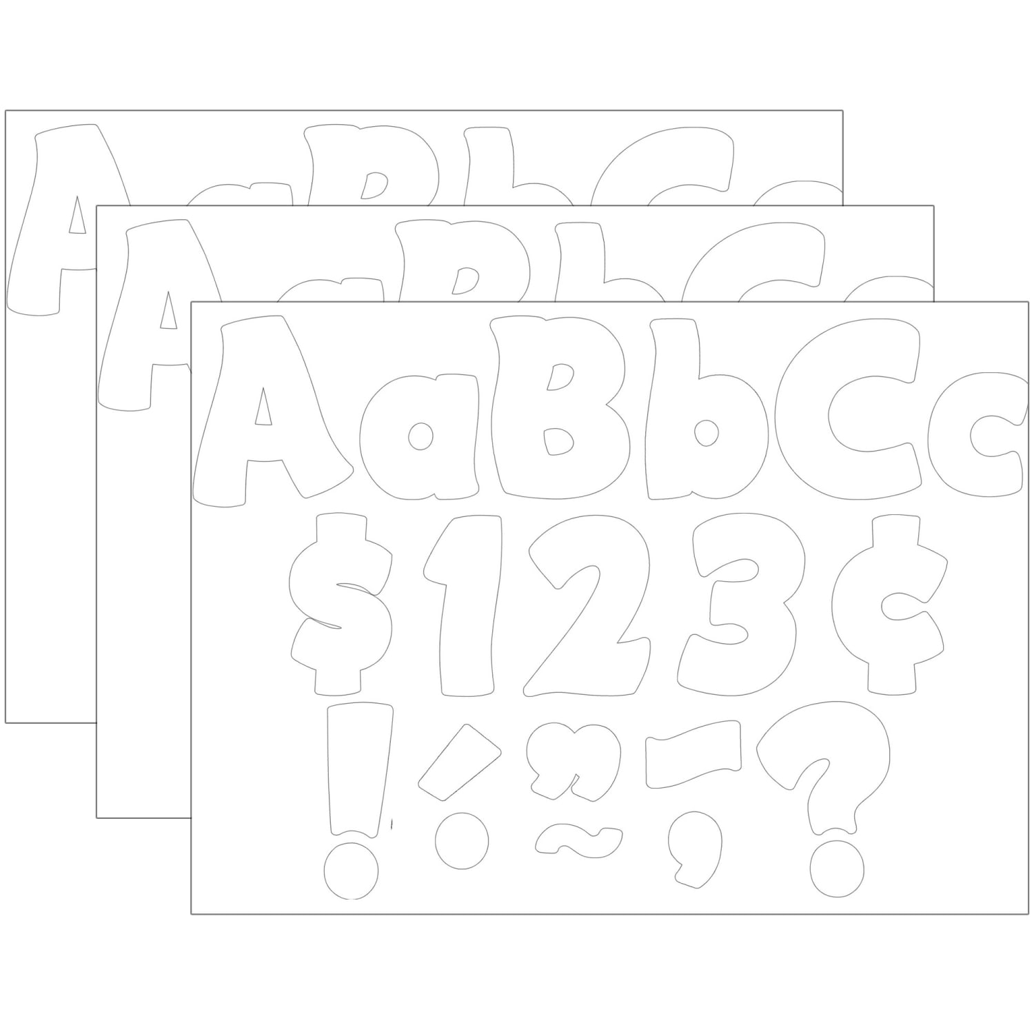 Teacher Created Resources Letters Combo Pack, 4in, White Funtastic, 208 Per Pack, Set Of 3 Packs