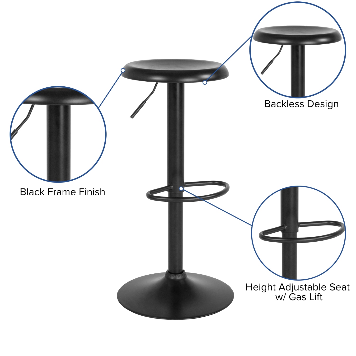 Flash Furniture Madrid Series Adjustable Height Retro Barstool Black PopularChairscom Flash Furniture Madrid Series Adjustable Height Retro Barstool Black PopularChairscom