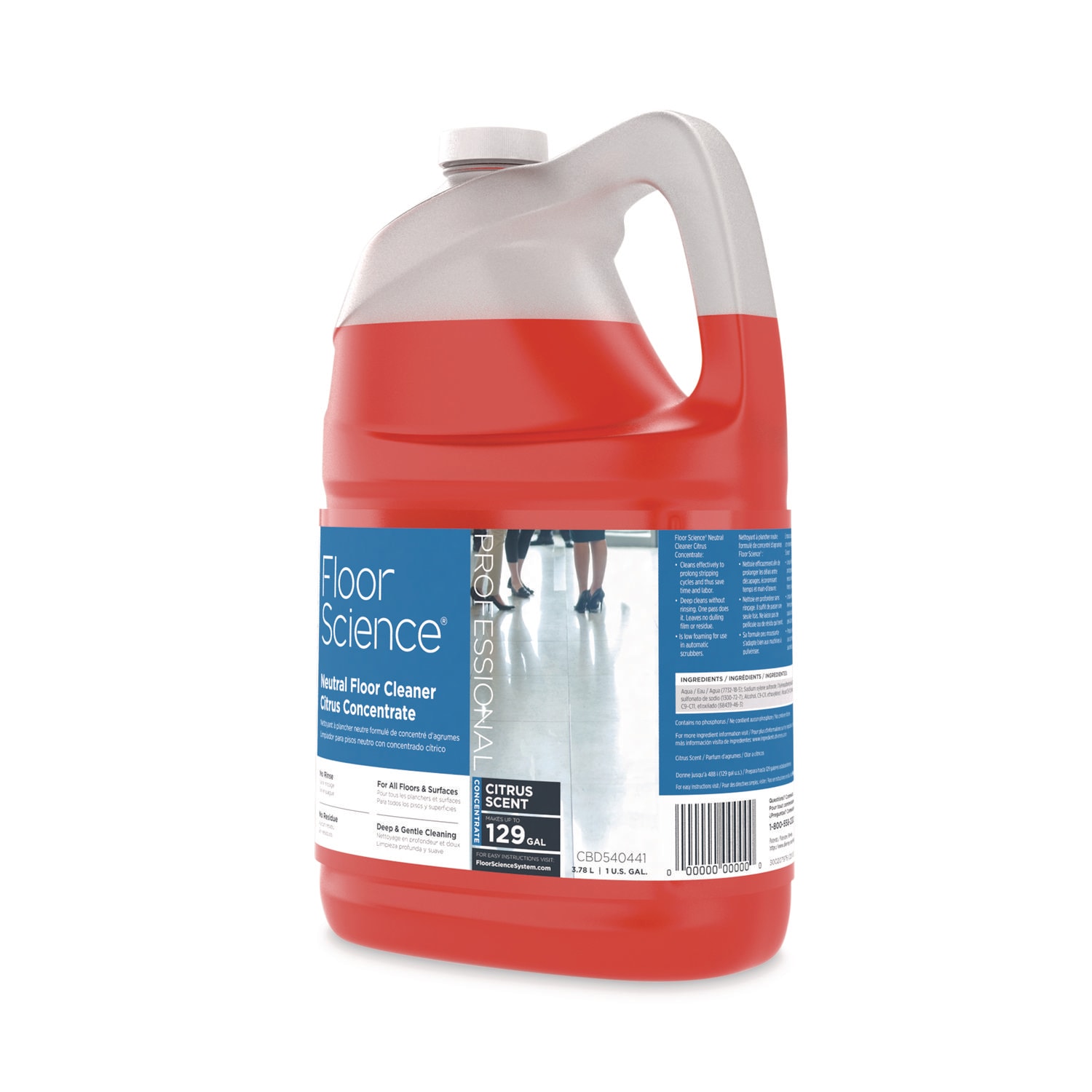 Diversey Floor Science Neutral Floor Cleaner Concentrate, Citrus Scent, 1 gal, 4/Carton - Image 5
