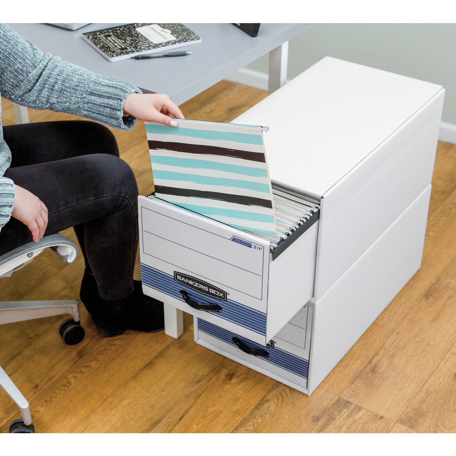 Bankers Box Stor/Drawer Steel Plus Drawer File, Legal Size, 23 1/4in x 15 1/2in x 10 3/8in, 50% Recycled, Black/White, Pack Of 6 - Image 3