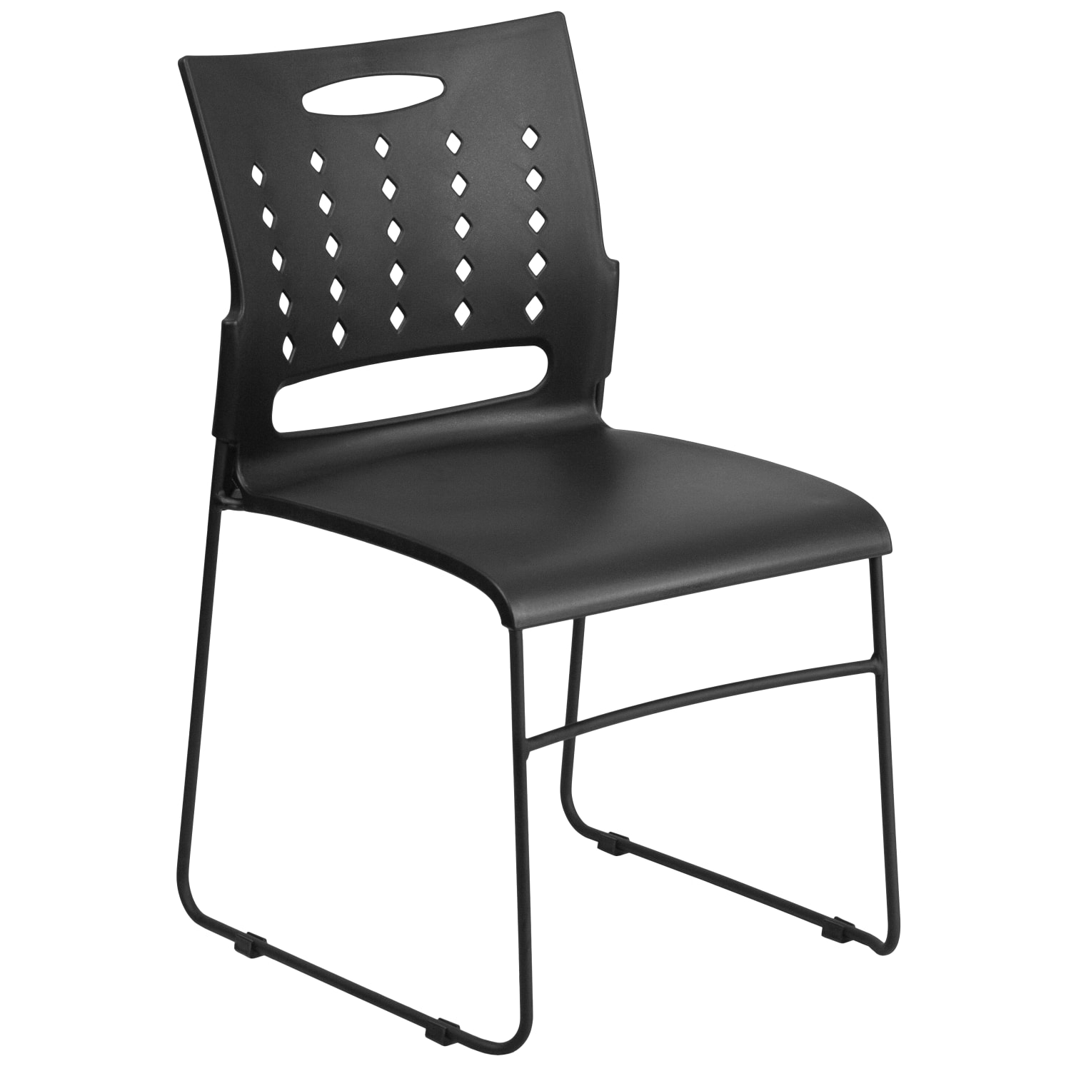 Flash Furniture Sled-Base Stacking Chair With Handle And Air-Vent Back, Black - Image 3