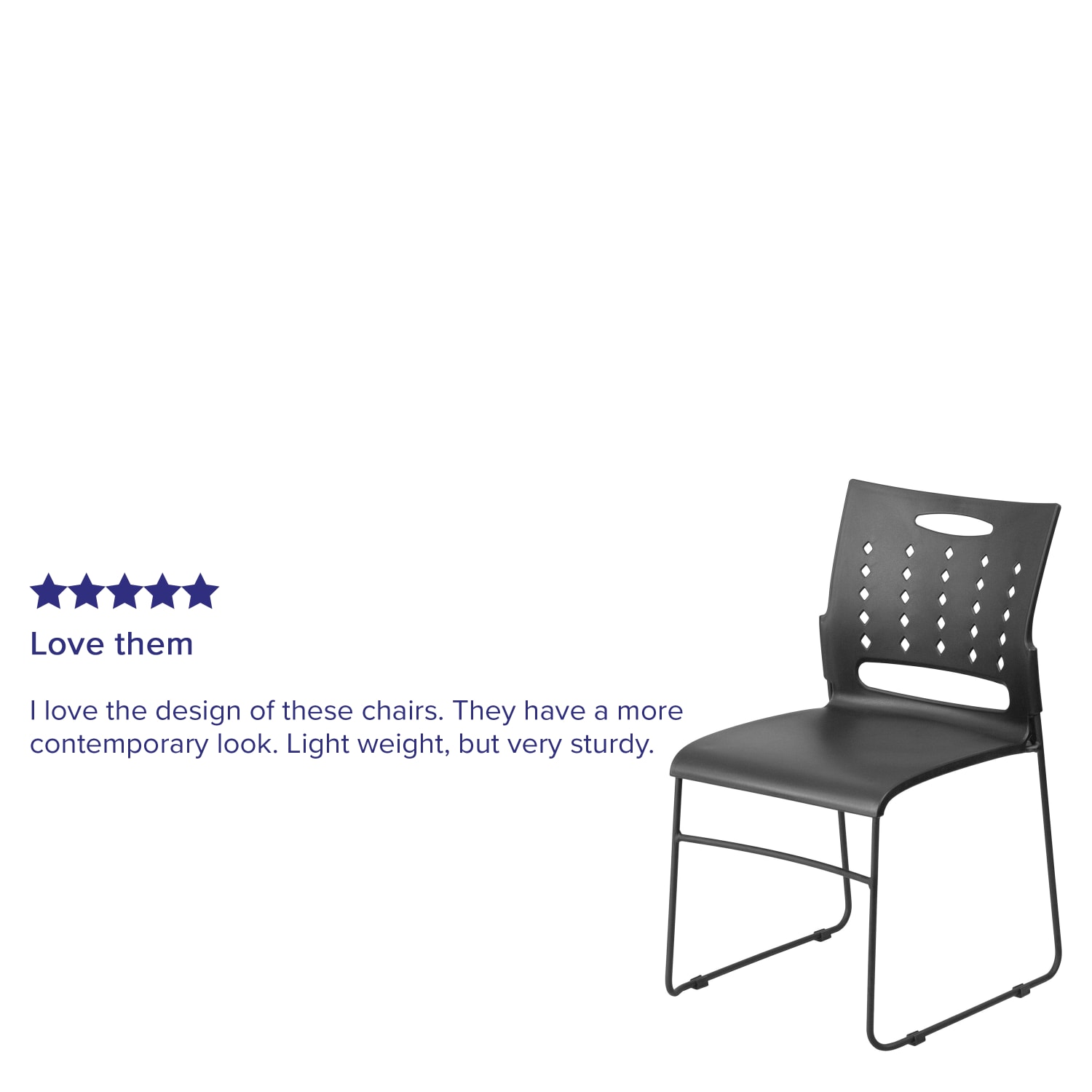 Flash Furniture Sled-Base Stacking Chair With Handle And Air-Vent Back, Black - Image 5
