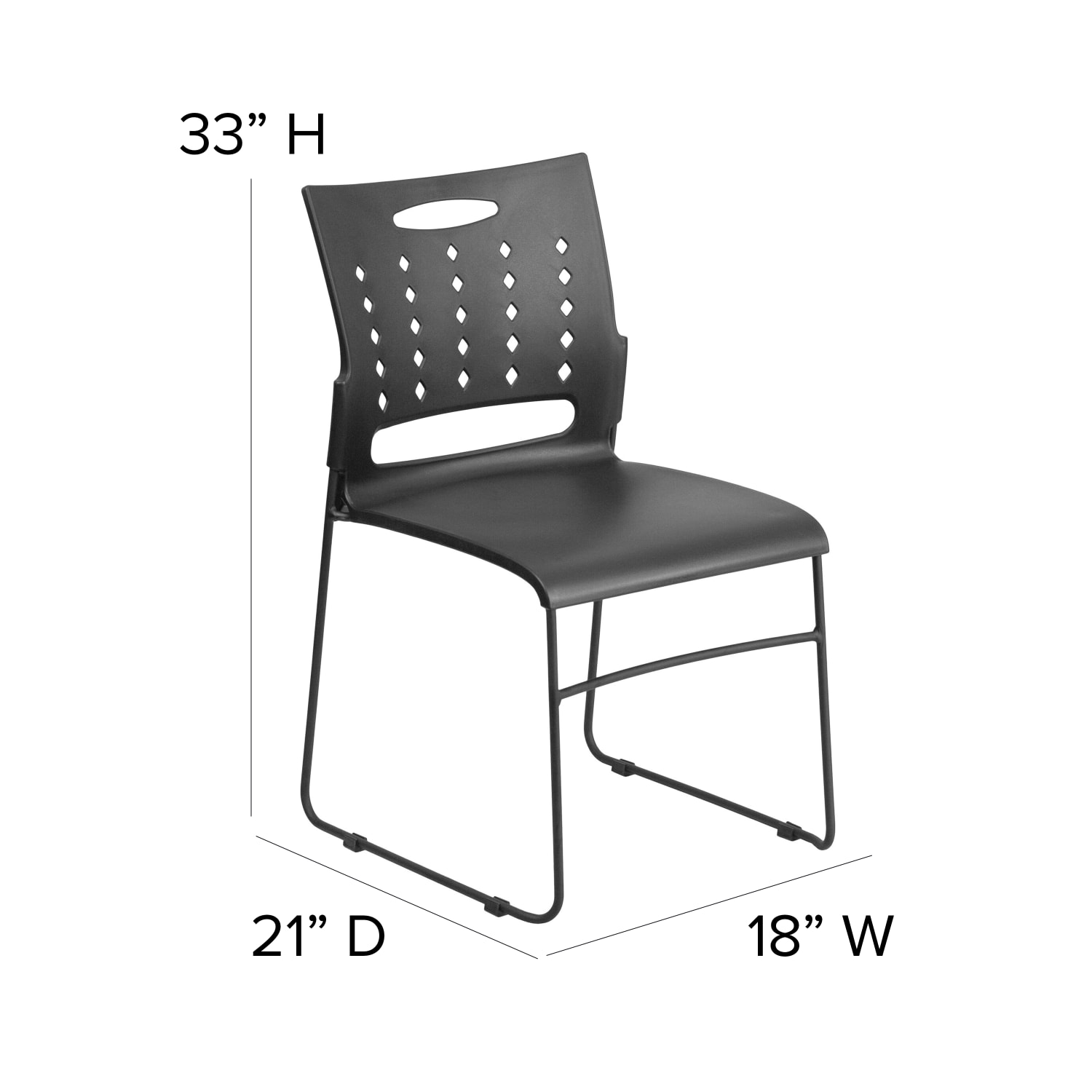 Flash Furniture Sled-Base Stacking Chair With Handle And Air-Vent Back, Black - Image 6