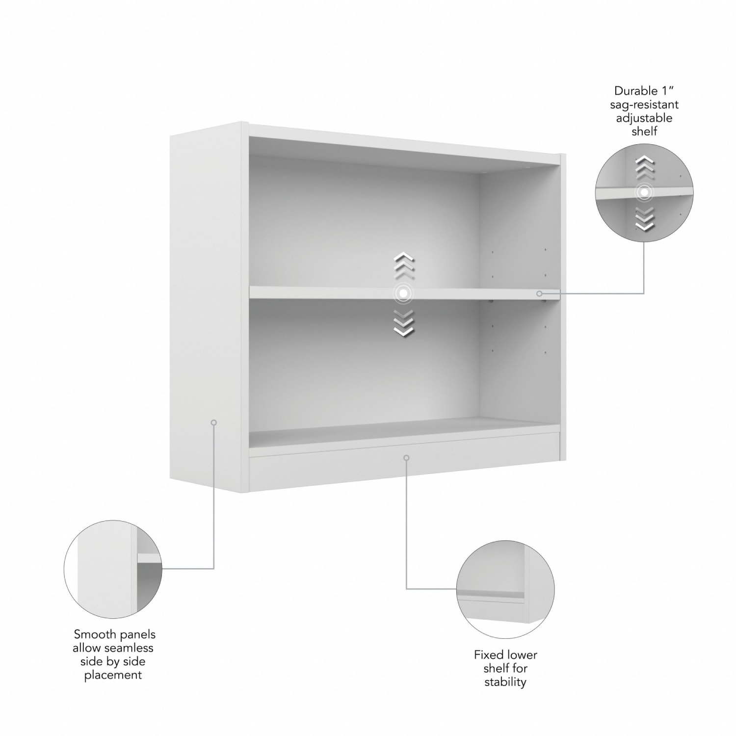 Bush Business Furniture Universal 30inH 2-Shelf Bookcase, Pure White, Standard Delivery - Image 6