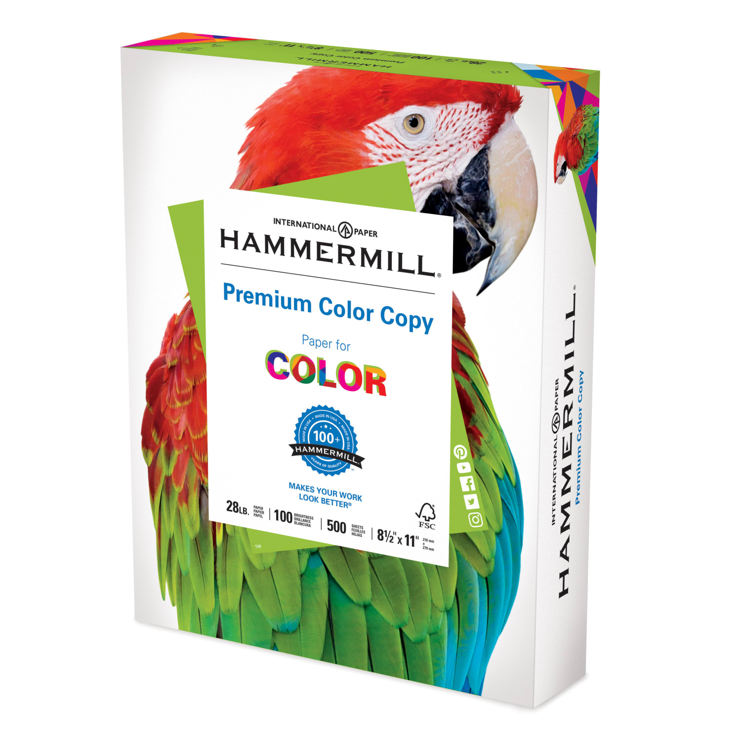 Hammermill Color Multi-Use Printer & Copy Paper, 1 Ream, White, Letter (8.5in x 11in), 500 Sheets Per Ream, 28 Lb, 100 Brightness - Image 4