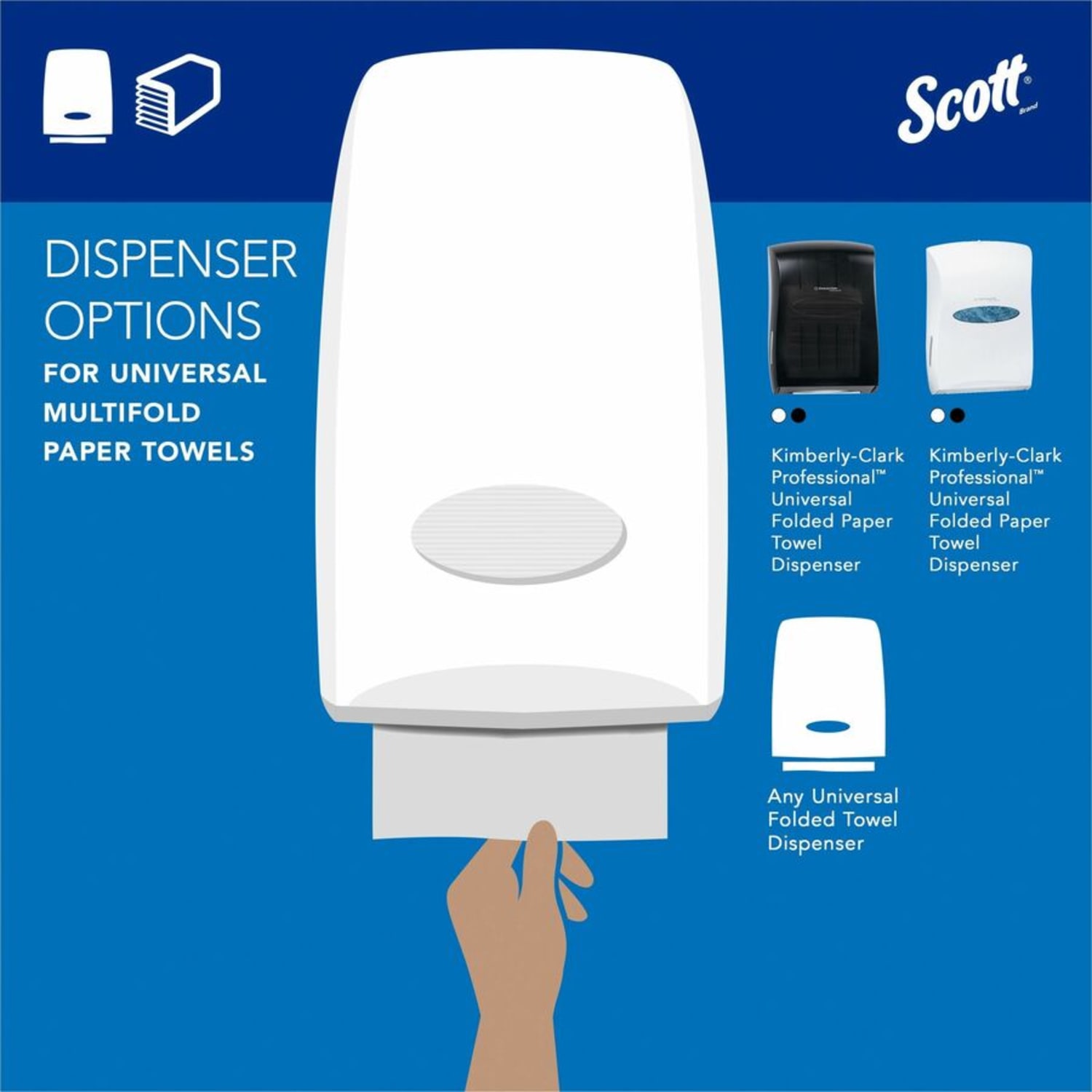 Scott Multifold Narrow Width Paper Towels with Absorbency Pockets - Multifold - 9.40in Width x 8in Length - 4000 Sheets - White - Fiber - 250 Pack - 16 / Carton - Image 6