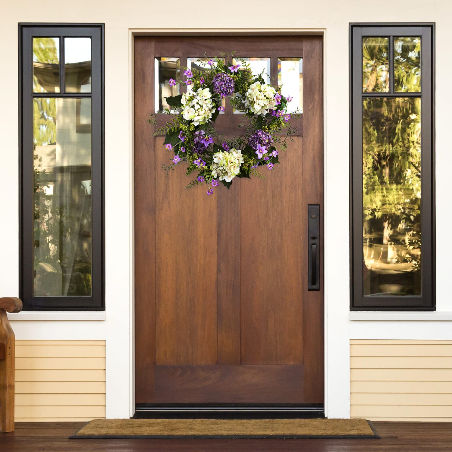 Nearly Natural Hydrangea Berry 24inH Plastic Wreath, 24inH x 24inW x 3inD, Purple - Image 3