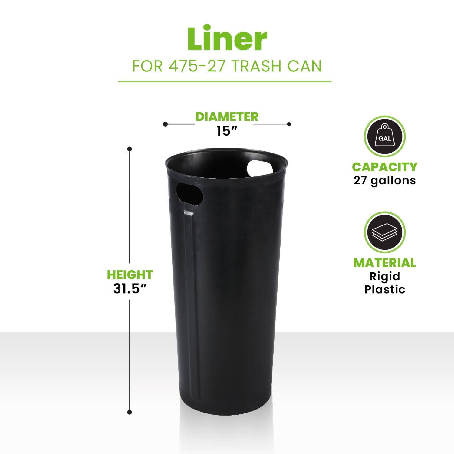 Alpine Industries 27 Gal. Plastic Waterproof Round Trash Can Insert Liner with Handles for Indoor Trash Can - Image 5