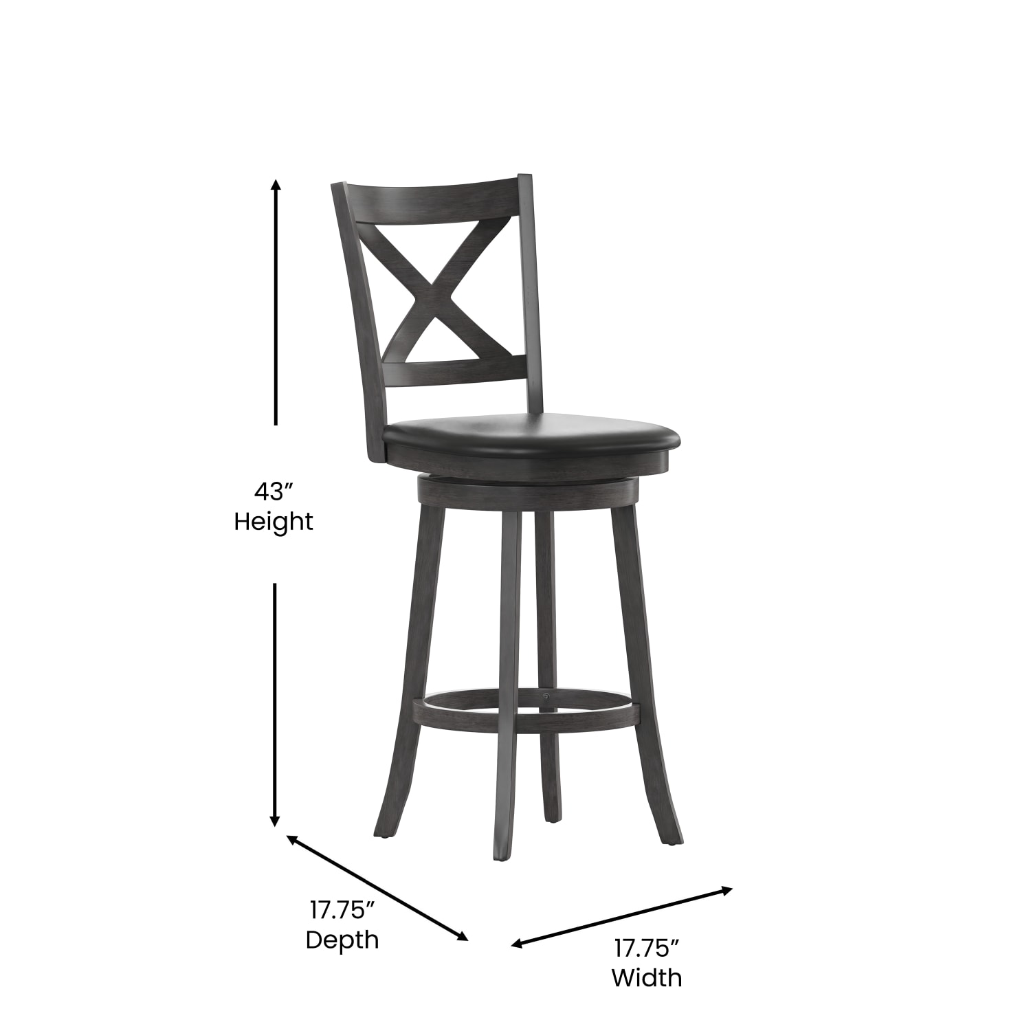 Flash Furniture Felicity Commercial Grade Wood Classic Crossback Swivel Bar Barstool with Padded Upholstered Seat Black VinylGray Wash Walnut Frame PopularChairscom Flash Furniture Felicity Commercial Grade Wood Classic Crossback Swivel Bar Barstool with Padded Upholstered Seat Black VinylGray Wash Walnut Frame PopularChairscom