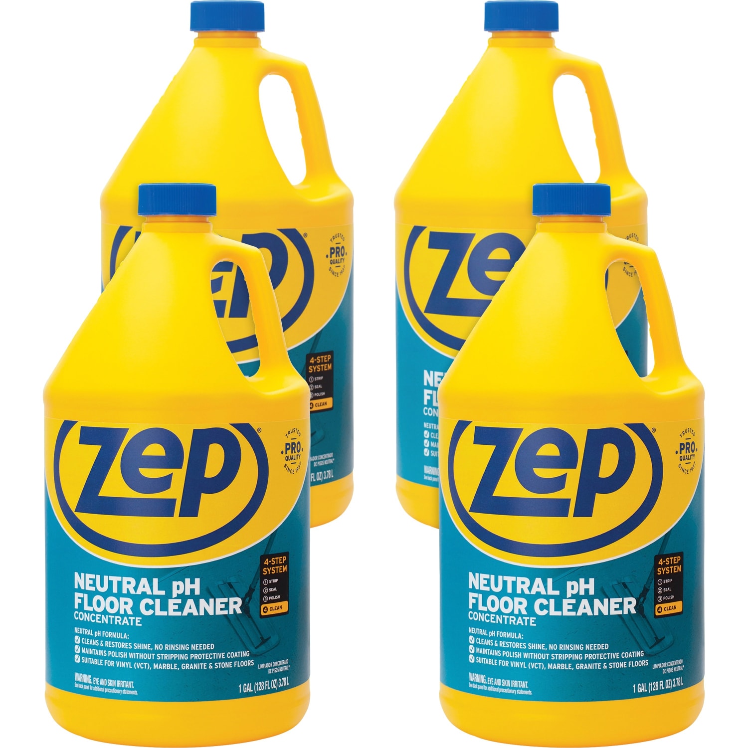 Zep Concentrated Neutral Floor Cleaner - Concentrate - 128 fl oz (4 quart) - Blue - 4 / Carton - Image 3