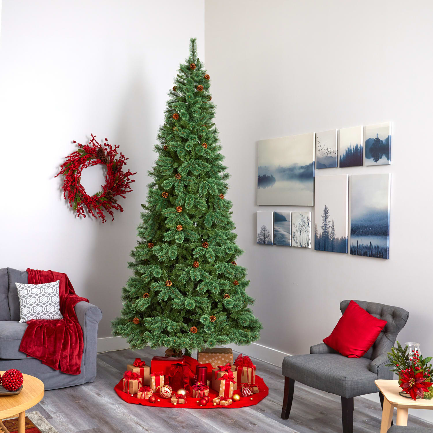 Nearly Natural White Mountain Pine 120inH Artificial Christmas Tree With Bendable Branches, 120inH x 53inW x 53inD, Green - Image 6