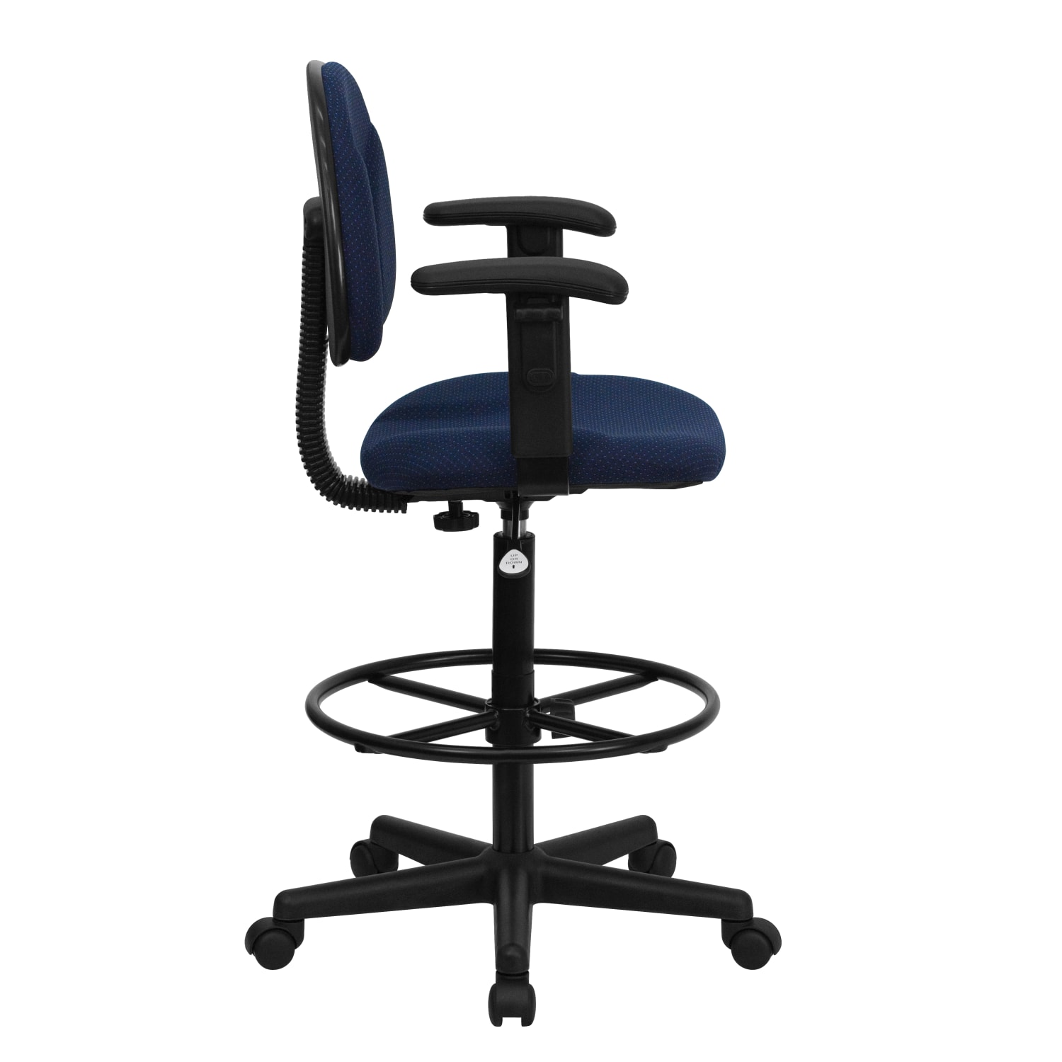 Flash Furniture Fabric Drafting Chair with Adjustable Arms Cylinders 225ft27ftH or 26ft305ftH NavyBlack PopularChairscom Flash Furniture Fabric Drafting Chair with Adjustable Arms Cylinders 225ft 27ftH or 26ft 305ftH NavyBlack PopularChairscom