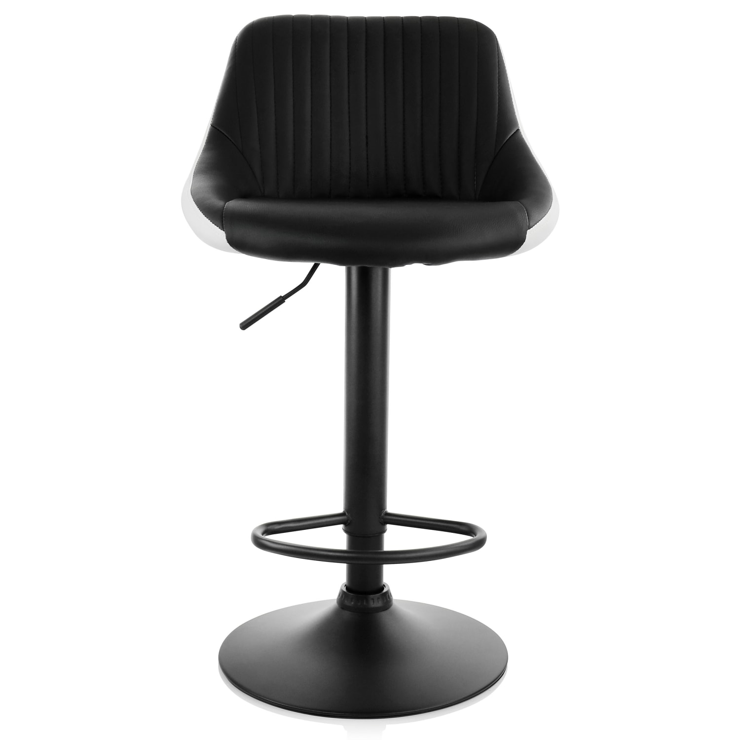 Elama Faux Leather Adjustable Bar Stools BlackWhite Set Of 2 Stools PopularChairscom