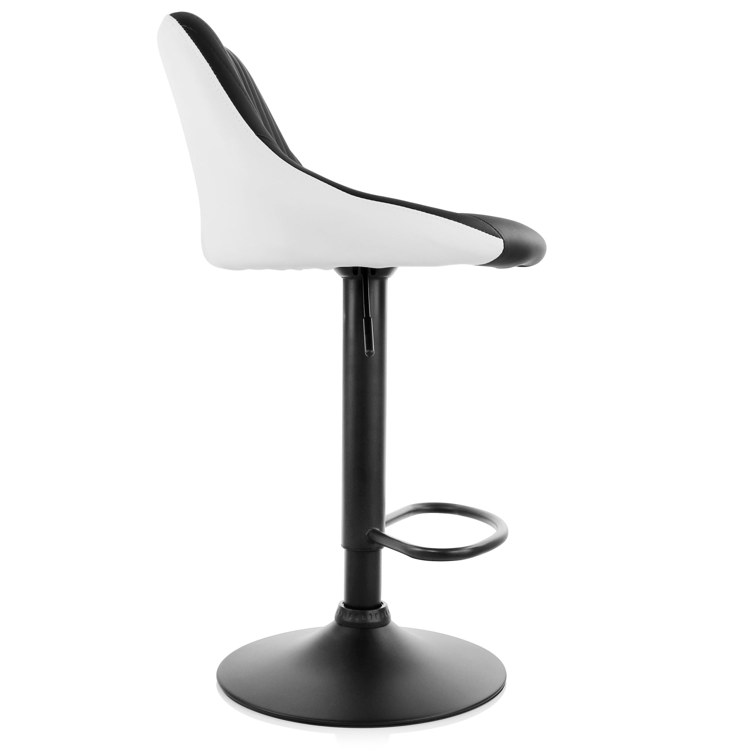 Elama Faux Leather Adjustable Bar Stools, Black/White, Set Of 2 Stools - Image 8