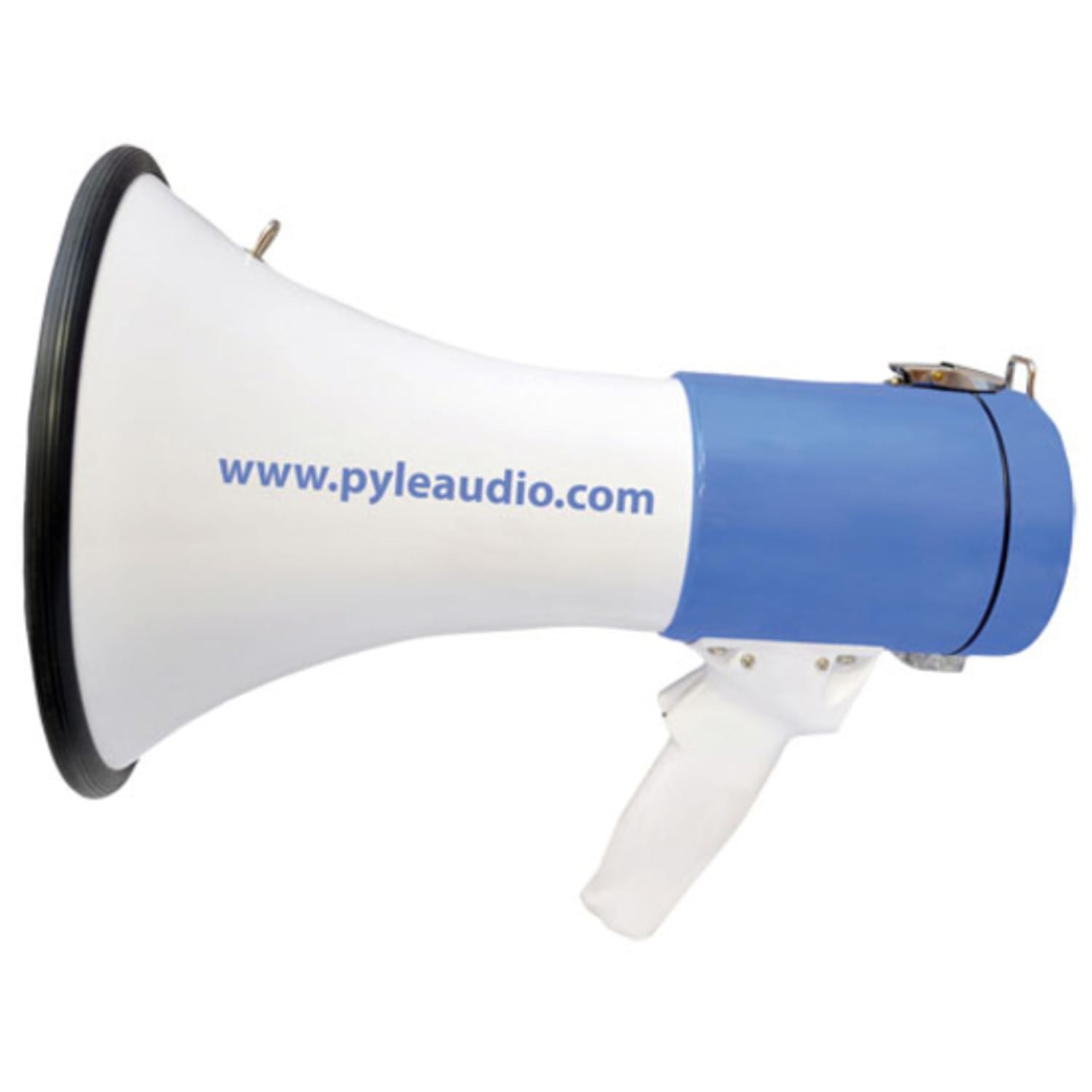 Pyle 50W Megaphone Bullhorn With Record/Siren/Talk Modes, 9-1/2inH x 9-1/4inW x 13-1/2inD, White/Blue - Image 4