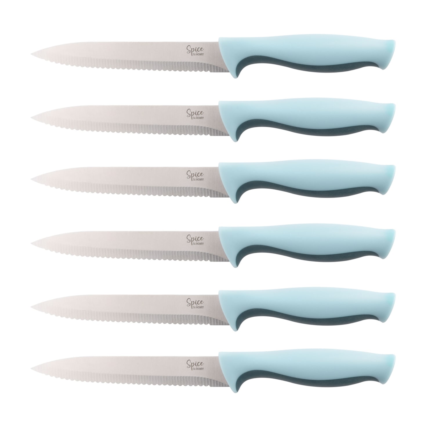 Spice by Tia Mowry Savory Saffron 14-Piece Stainless Steel Cutlery Set, Blue - Image 4