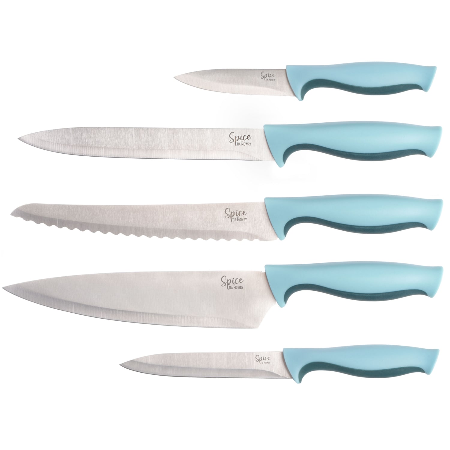 Spice by Tia Mowry Savory Saffron 14-Piece Stainless Steel Cutlery Set, Blue - Image 5