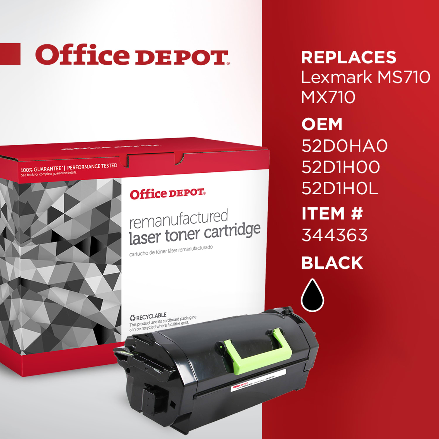 Office Depot Remanufactured Black High Yield Toner Cartridge Replacement For Lexmark MS710, ODMS710L - Image 6