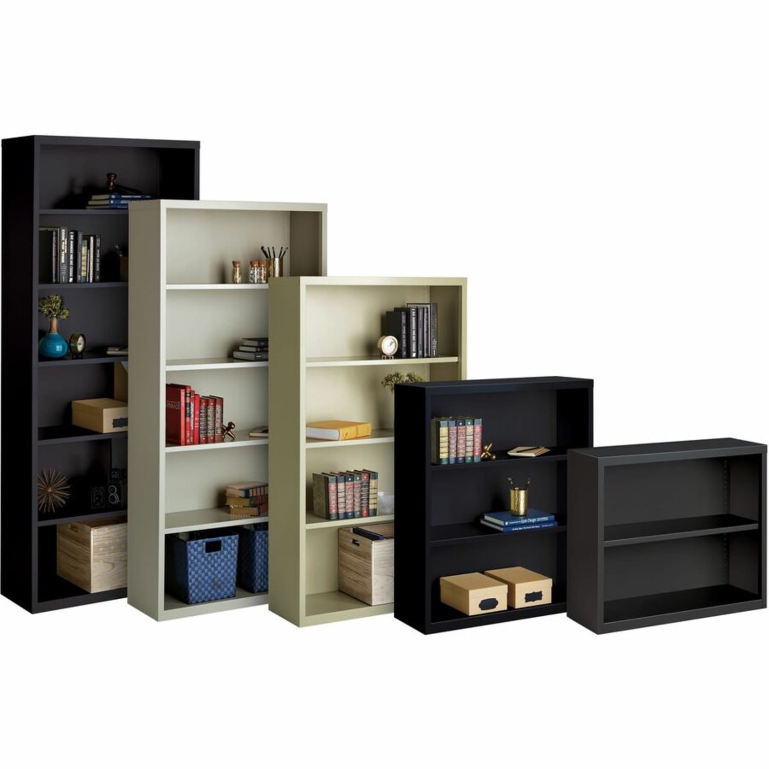 Lorell Fortress Series Steel Modular Shelving Bookcase, 4-Shelf, 60inH x 34-1/2inW x 13inD, Black - Image 6