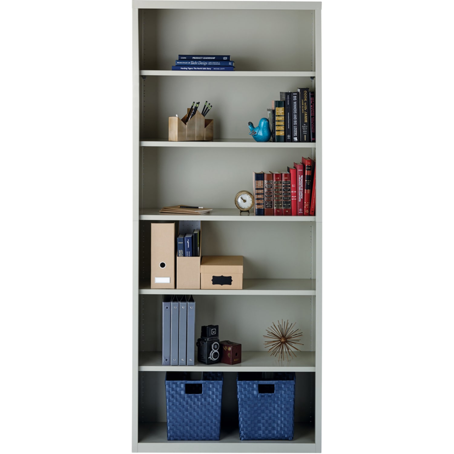 Lorell Fortress Series Steel Modular Shelving Bookcase, 6-Shelf, 82inH x 34-1/2inW x 13inD, Light Gray - Image 6
