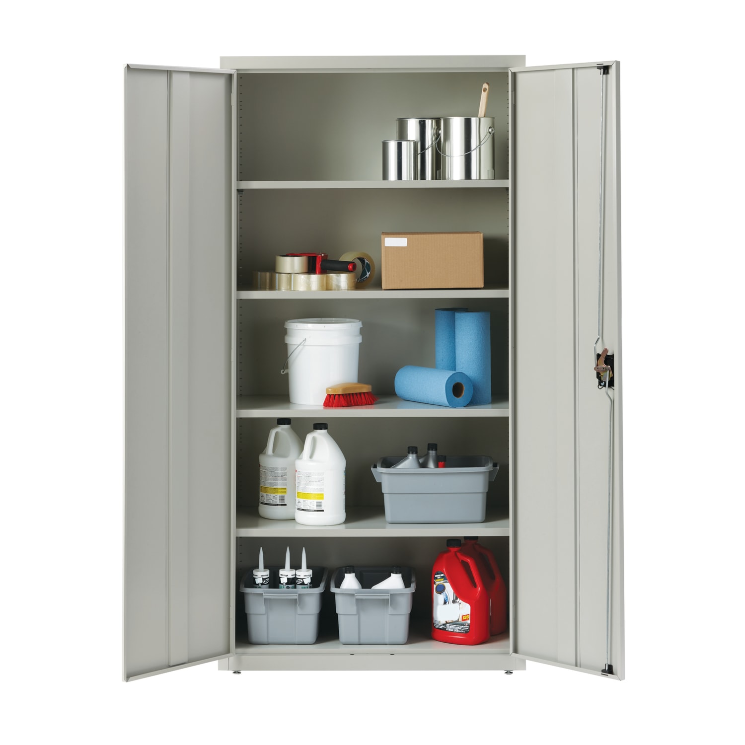 Lorell Fortress Series 18inD Steel Storage Cabinet, Fully Assembled, 5-Shelf, Light Gray - Image 3