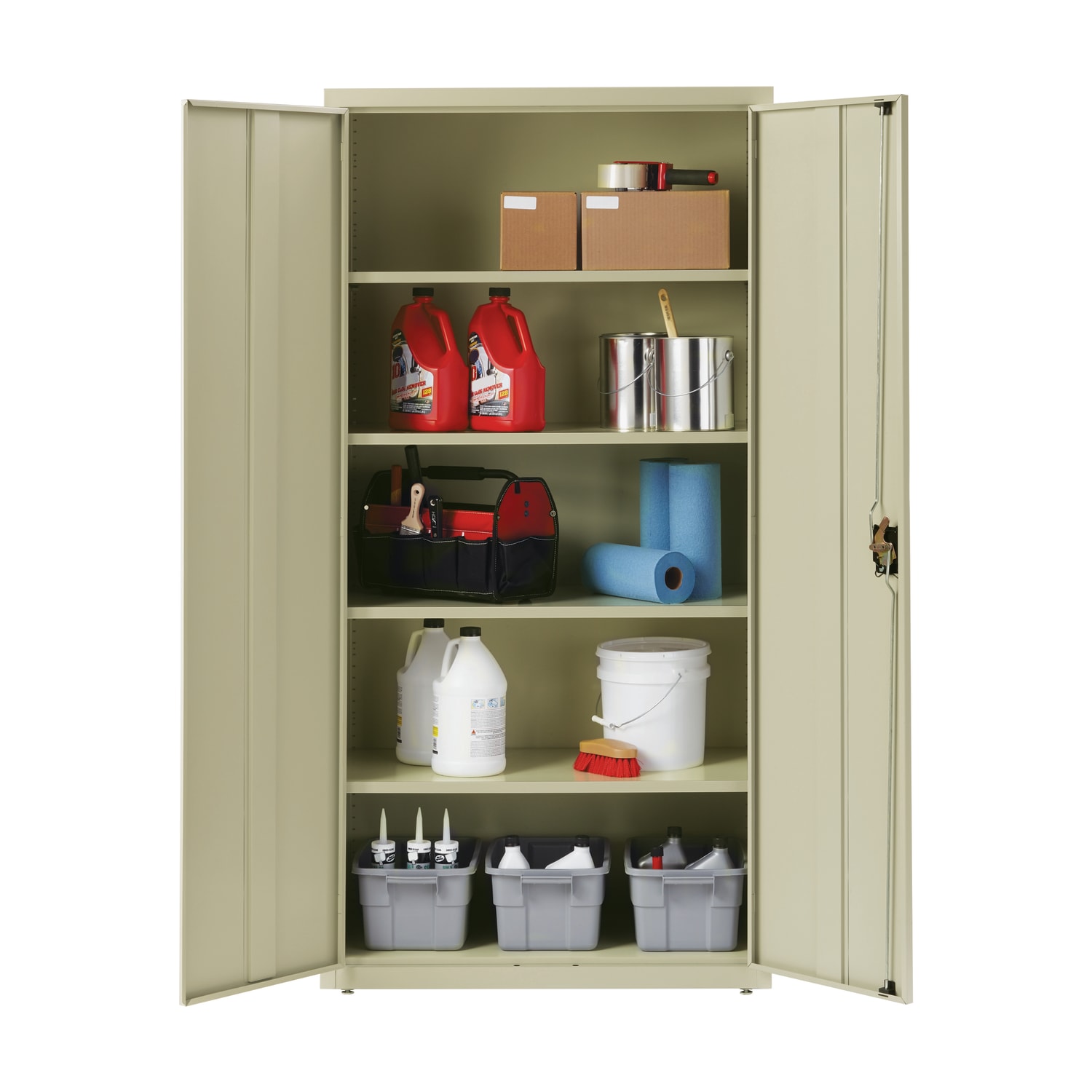 Lorell Fortress Series Steel Storage Cabinet, 5-Shelf, 18inD, Putty - Image 3