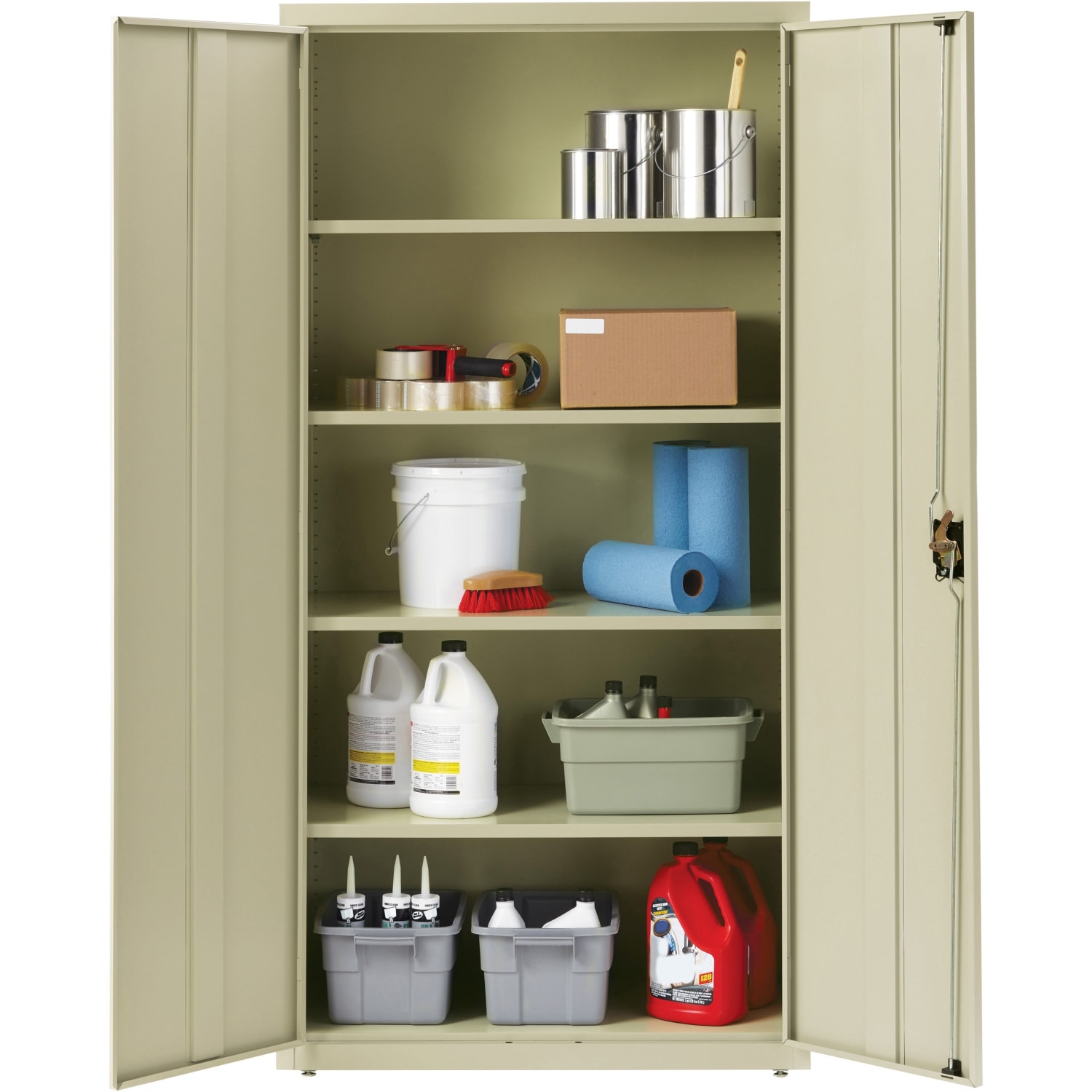 Lorell Fortress Series Steel Storage Cabinet, 5-Shelf, 18inD, Putty - Image 5