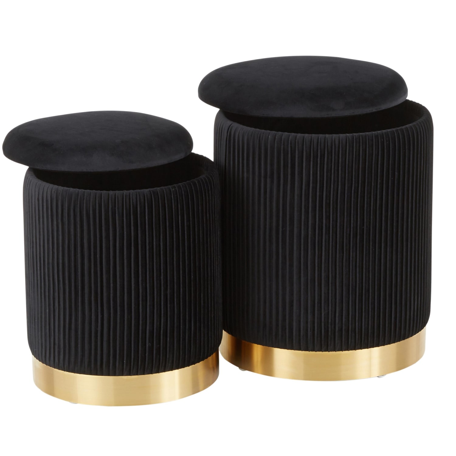 LumiSource Marla Nesting Pleated Ottomans GoldBlack Set Of 2 Ottomans PopularChairscom LumiSource Marla Nesting Pleated Ottomans GoldBlack Set Of 2 Ottomans PopularChairscom