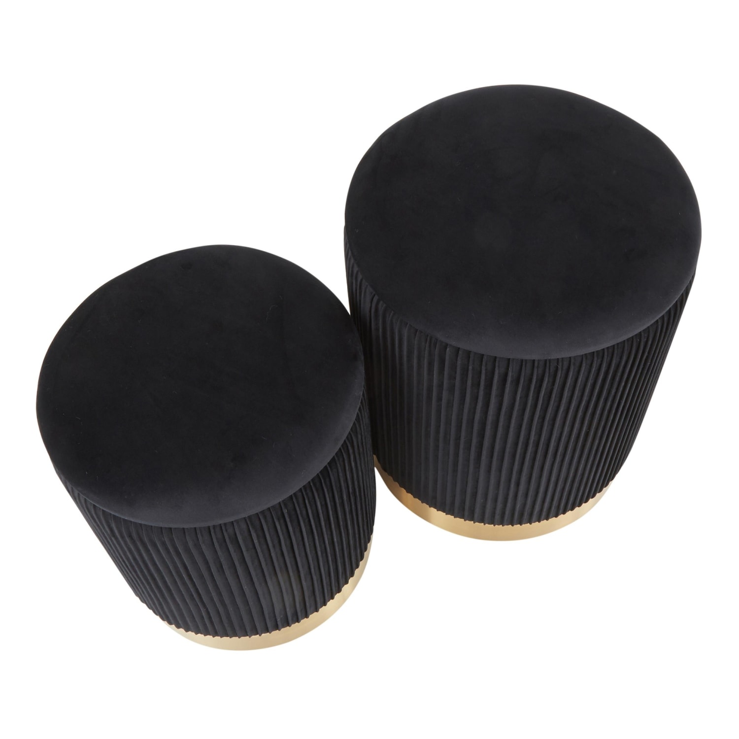 LumiSource Marla Nesting Pleated Ottomans, Gold/Black, Set Of 2 Ottomans - Image 6